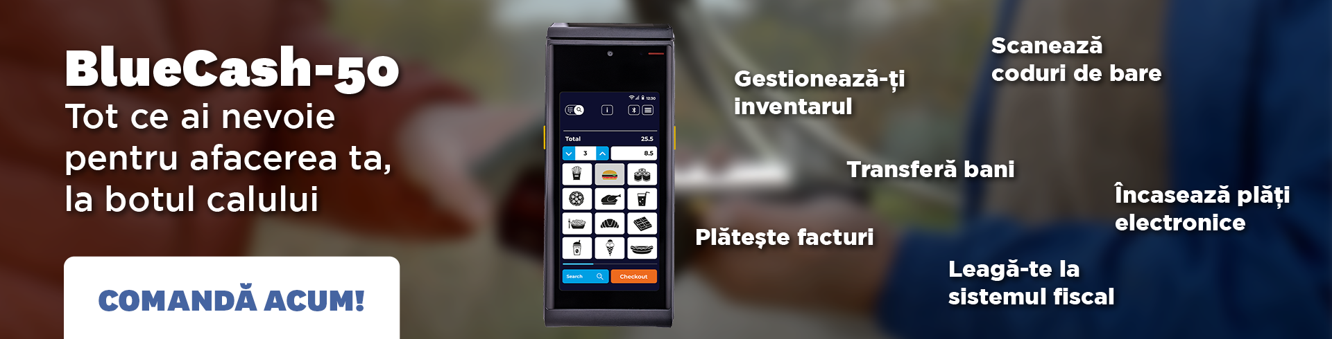 casa de marcat,portabila cu pos bancar datecs BC50-sistemefiscale.ro